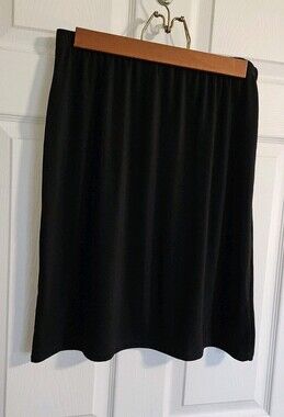 Large Vintage AGB Byer 90's  Black Pull-On Jersey Knit Knee Length Skirt